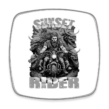 Sunset rider Motorradfahrer schwarz weiss - Viereckiger Kühlschrankmagnet - Weiß - Vorne