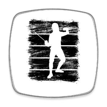 Fencing Drawing - Square fridge magnet - white - Front