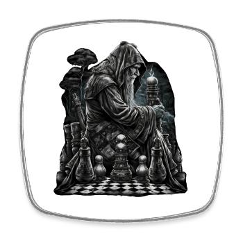Schachmeister im Spiel - Viereckiger Kühlschrankmagnet - Weiß - Vorne