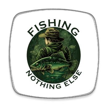 Anglers fishing with lettering - Square fridge magnet - white - Front
