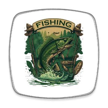 Big fish on the hook - Square fridge magnet - white - Front