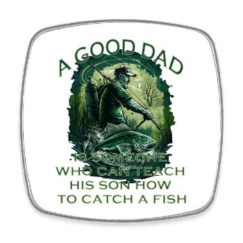 Fishermen fishing with lettering - Square fridge magnet - white - Front