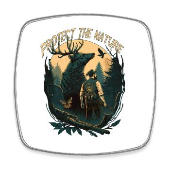 Hunters with animals in the forest - Square fridge magnet - white - Front