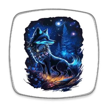 Spiritueller Fuchs Magische Wald Landschaft - Viereckiger Kühlschrankmagnet - Weiß - Vorne