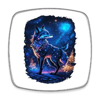 Fuchs im Mondlicht und Magischer Wald Landschaft - Viereckiger Kühlschrankmagnet - Weiß - Vorne