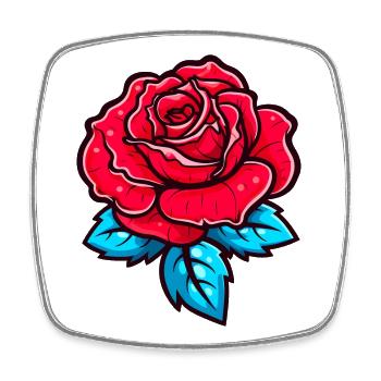 Schöne rote Rose - Viereckiger Kühlschrankmagnet - Weiß - Vorne