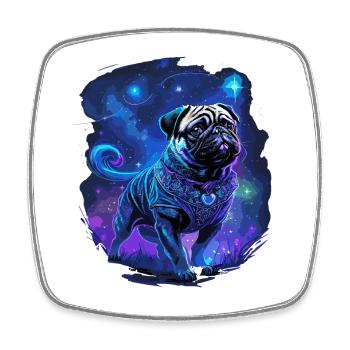 Mystical Pug Dog - Square fridge magnet - white - Front
