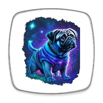 Mystischer Mops Hund - Viereckiger Kühlschrankmagnet - Weiß - Vorne