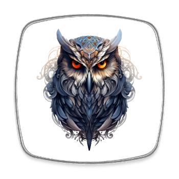 Cute owl with big eyes - Square fridge magnet - white - Front