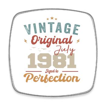 Juli 1981 Geburtstag Juli 1981 Original 1981 Juli - Viereckiger Kühlschrankmagnet - Weiß - Vorne