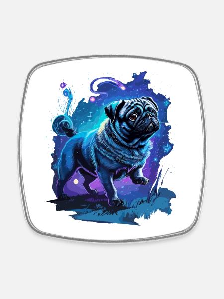 Carlin mignon Art des chiens enchanteurs - Magnet carré - blanc