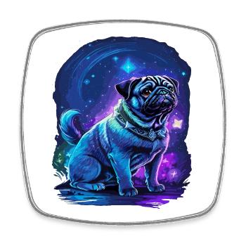 Mops Hund in Neonfarben - Viereckiger Kühlschrankmagnet - Weiß - Vorne