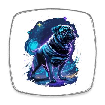 Pug Midnight Magic - Square fridge magnet - white - Front