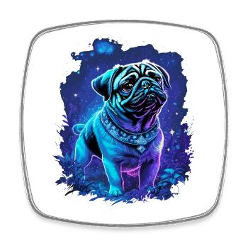 Mystical Cute Pug Dog - Square fridge magnet - white - Front