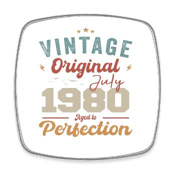 Juli 1980 Geburtstag Juli 1980 Original 1980 Juli - Viereckiger Kühlschrankmagnet - Weiß - Vorne