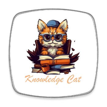 Katze mit vielen Büchern und Schriftzug - Viereckiger Kühlschrankmagnet - Weiß - Vorne
