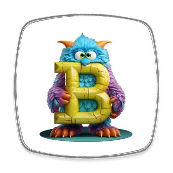 Monster B Giant Plush - Square fridge magnet - white - Front