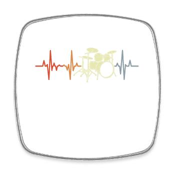 Drummer EKG Herzklopfen - Viereckiger Kühlschrankmagnet - Weiß - Vorne