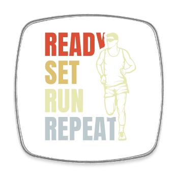 Ready Set Run Repeat - Viereckiger Kühlschrankmagnet - Weiß - Vorne