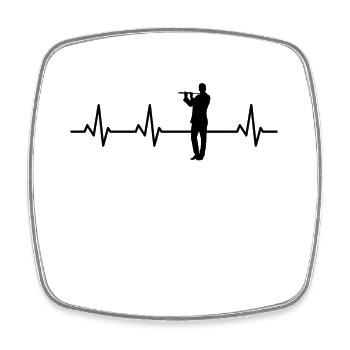 Flute player heartbeat - Square fridge magnet - white - Front