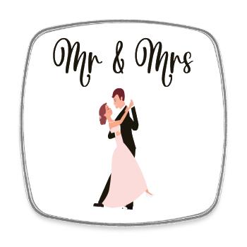 Mr & Mrs Wedding Engagement Marriage - Square fridge magnet - white - Front