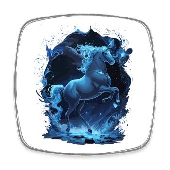 Aufbäumendes Einhorn Mystic Unicorn Blue Spirit - Viereckiger Kühlschrankmagnet - Weiß - Vorne
