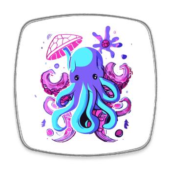 Octo Jelly Oktopus Meerestier - Viereckiger Kühlschrankmagnet - Weiß - Vorne