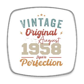 August 1958 Vintage Vintage Birthday Retro - Square fridge magnet - white - Front
