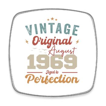 August 1969 Vintage Jahrgang Geburtstag Retro - Viereckiger Kühlschrankmagnet - Weiß - Vorne