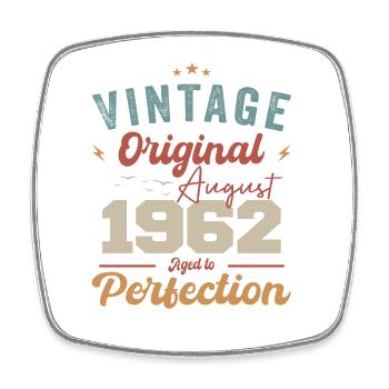 August 1962 Vintage Vintage Birthday Retro - Square fridge magnet - white - Front