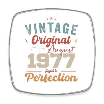 August 1977 Vintage Jahrgang Geburtstag Retro - Viereckiger Kühlschrankmagnet - Weiß - Vorne