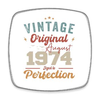 August 1974 Vintage Vintage Birthday Retro - Square fridge magnet - white - Front