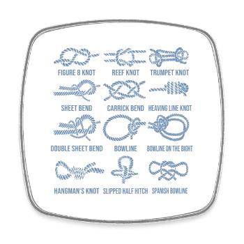 Sailing, sailboat, sailing knots, knotting - Square fridge magnet - white - Front