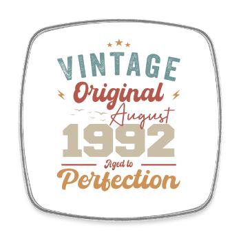 August 1992 Vintage Jahrgang Geburtstag Retro - Viereckiger Kühlschrankmagnet - Weiß - Vorne