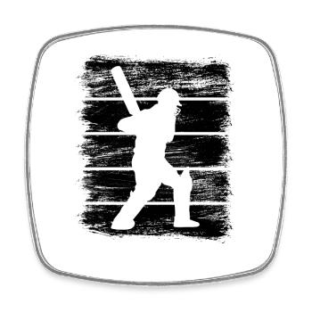 Cricket Batter - Viereckiger Kühlschrankmagnet - Weiß - Vorne