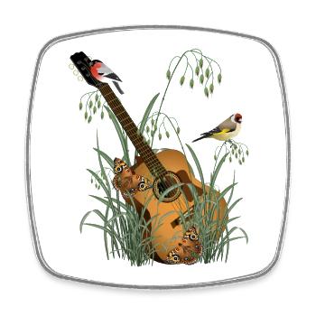 Gitarre im Gras mit Vögel - Viereckiger Kühlschrankmagnet - Weiß - Vorne