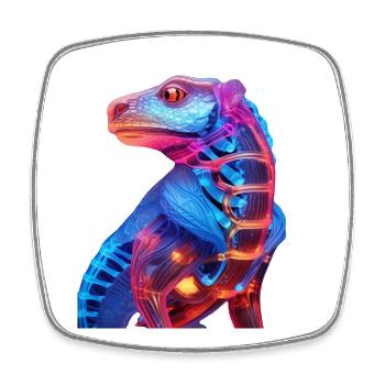 Dragon illuminé au néon - Magnet carré - blanc - Devant