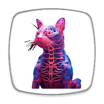 Luminous Anatomy Cat Sculpture - Square fridge magnet - white - Front