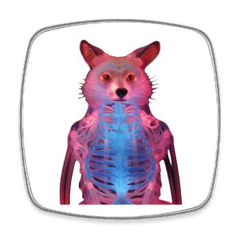 Glowing fox with neon effect - Square fridge magnet - white - Front