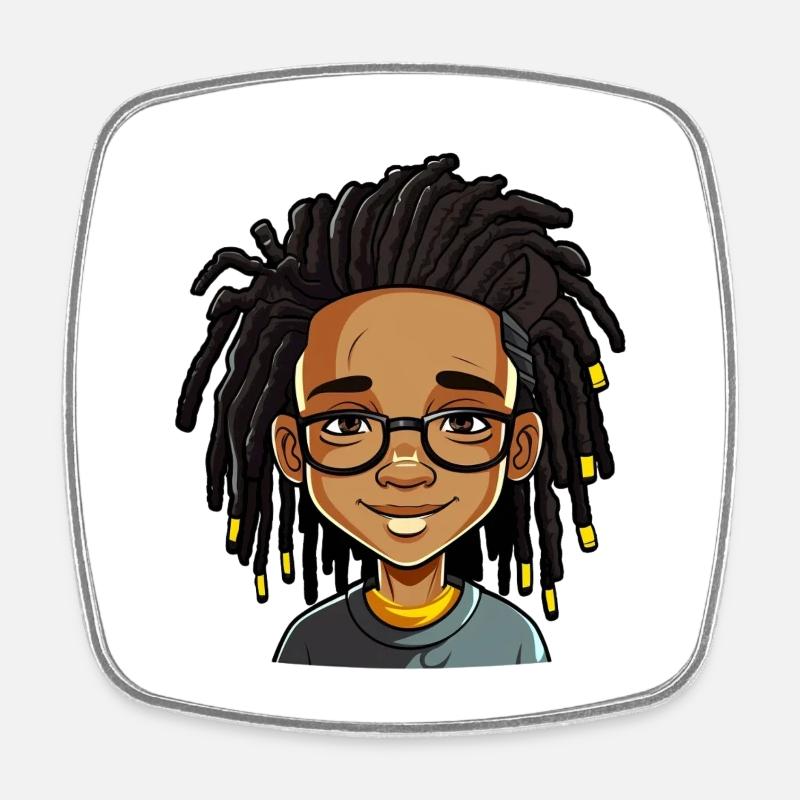 Dreadlocks with a friendly face - Square fridge magnet - white