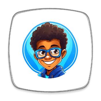 Vivid Child Portrait with Glasses - Square fridge magnet - white - Front