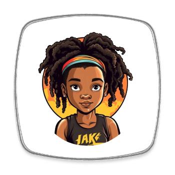 Ausdrucksstarkes Afro-Porträt im Sonnenuntergang - Viereckiger Kühlschrankmagnet - Weiß - Vorne