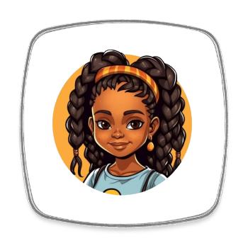 Mariée afro artistique aux cheveux colorés - Magnet carré - blanc - Devant