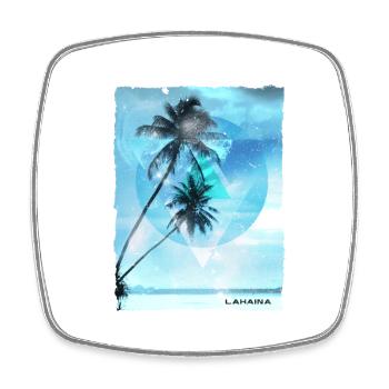 Künstlerischer Lahaina Maui Hawaii Palmenurlaub - Viereckiger Kühlschrankmagnet - Weiß - Vorne