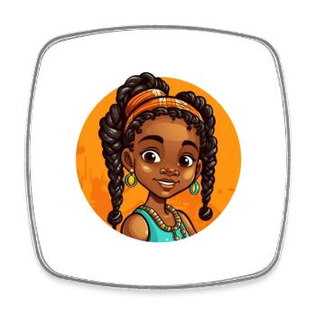 Elegant Afro-Heldinische Illustration - Viereckiger Kühlschrankmagnet - Weiß - Vorne
