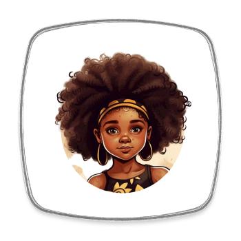 Kraftvolle Afro-Heldin Illustration - Viereckiger Kühlschrankmagnet - Weiß - Vorne