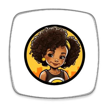 Lebhafte Afro-Style Cartoon Illustration - Viereckiger Kühlschrankmagnet - Weiß - Vorne