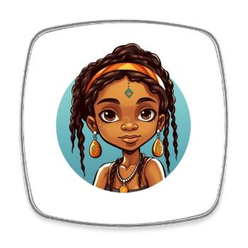 Afro Schwarz Kind Junge Mädchen Ethno Geschenkidee - Viereckiger Kühlschrankmagnet - Weiß - Vorne