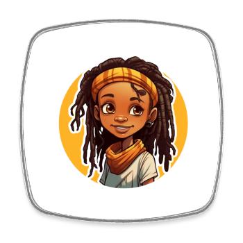 Casual dreadlocks style with colorful headgear - Square fridge magnet - white - Front