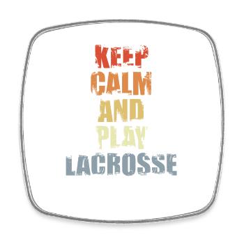 Playing lacrosse - Square fridge magnet - white - Front